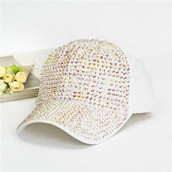 

women's cap summer color rhinestone baseball cap han chao high-end visor, Blue;gray
