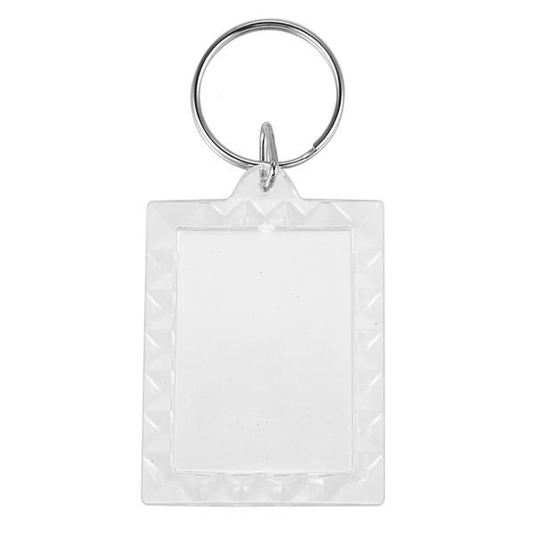 

lot of 5 pcs keychain ring diy rectangle lace blank p frame 3.9x5cm, Silver