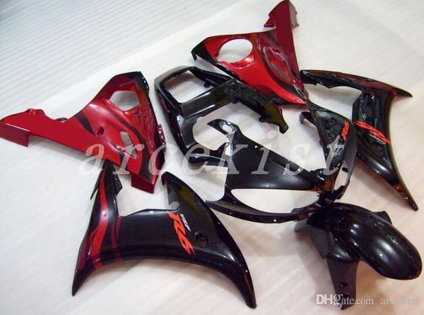 

новые обтекатели abs для yamaha yzf-r6 2003 2004 2005 yzf r6 03 04 05 yzf600 yzf r6 03-05 комплект обтекателей черный красный