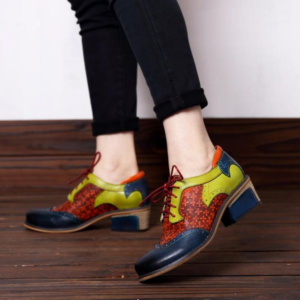 

iliyah oxford bombas mulheres sapatos mulher misturado-кор do vintage де couro genuíno ата acima mulheres casuais квартиры, Black