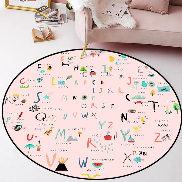 

nordic style pink kids круглых ковры letters девочка спальня прикроватных ковриков для младенцев дети play палатки ползучей mat прихожая ков