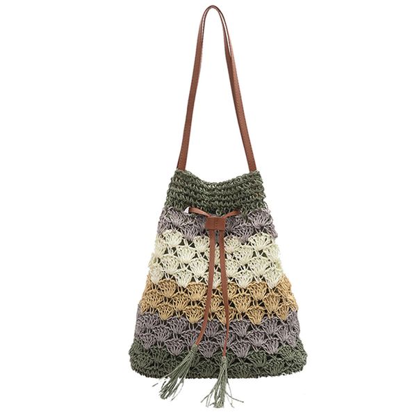 

women's tassel weaving shoulder bags fashion string shoulder bags casual totes bag women big capacity handbag phone bag #20
