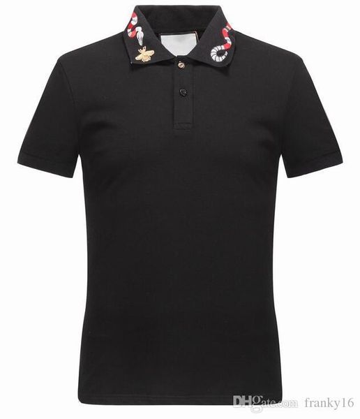 

новый 2018 summer лучших качеств рубашки поло mens euro размер m до 3xl snake bee вышивки 100% хлопок тиса роскошной майки, White;black