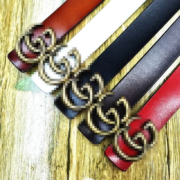 

genuine leather couples double g buckle universal 3cm two-layer cowhide belt belt all-match simple hengguangtai, Black;brown