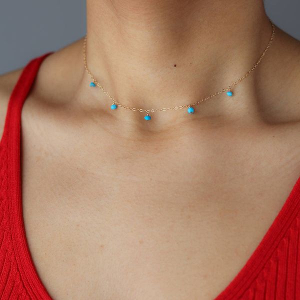 

fashion necklaces statement bohemian jewelry blue nature stone necklace choker for women holiday accessorieswholesale, Silver