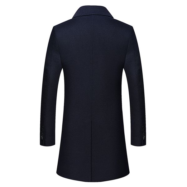 

new winter wool coat men leisure long sections woolen coats men's pure color casual fashion jackets / casual men overcoat, Black
