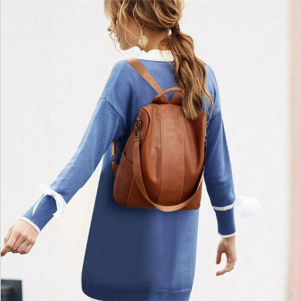

fashionable ladies' pu leather rucksack women traveling soild color shoulder bags girls stylish soft handy backpacks selling