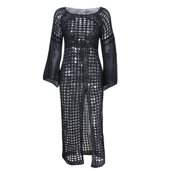 

sexy hollow transparent бич tops women white длинное платье лето 2020 пляжная готика sundress split вязаные платья, Blue;gray