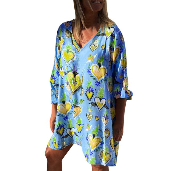 

holiday print v-neck dress women summer 2019 new fashion womens casual short sleeve loose harajuku mini dress vestidos verano, Black;gray