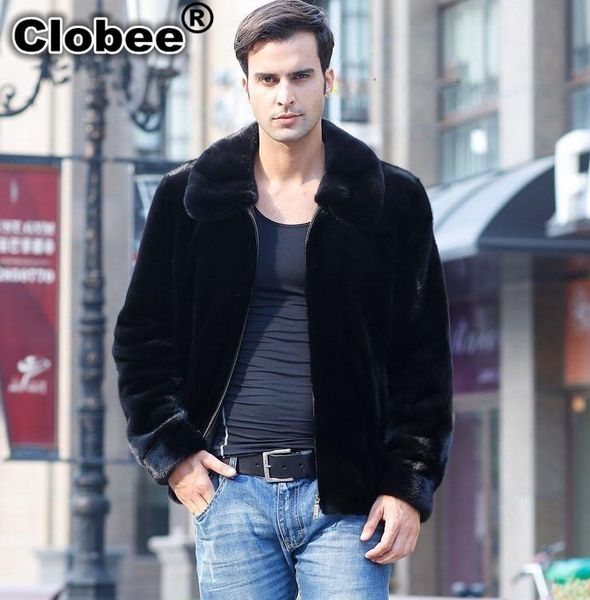 

plus size winter men coat 2020 fur faux fur outerwear long sleeve zipper black 2020 synthetic leather jacket xxxl x677