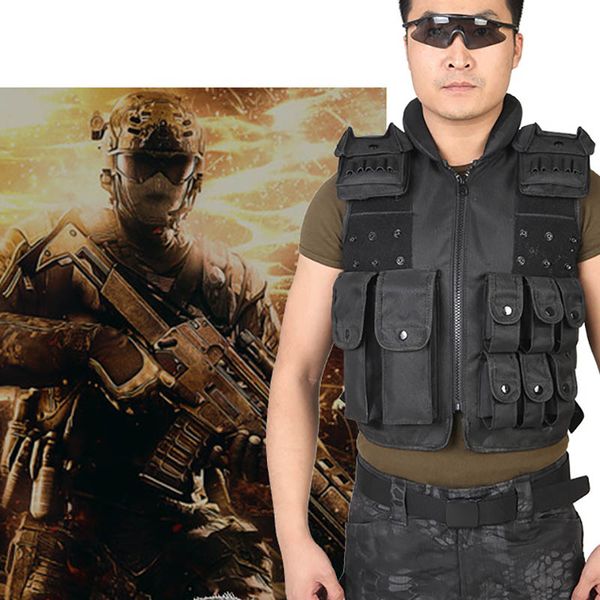

waistcoat combat vest protective plate carrier waistcoat vestoutdoor hunting wargame tactical vest camouflage, Camo;black
