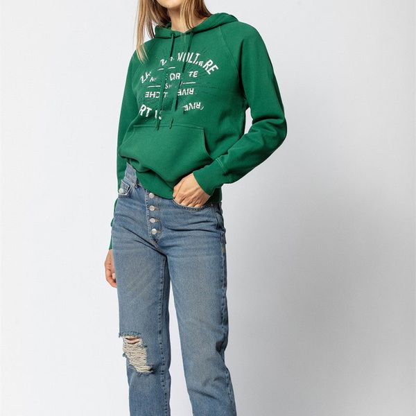 

winter green letter printed hoodie sweatshirt women warm velvet rhinestone hooded sweatshirts women instagram clothing, Black