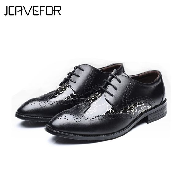 

new arrive fashion mens dress office lace-up leather shoes men's casual party driving oxfords man vintage carved brogue flats, Black