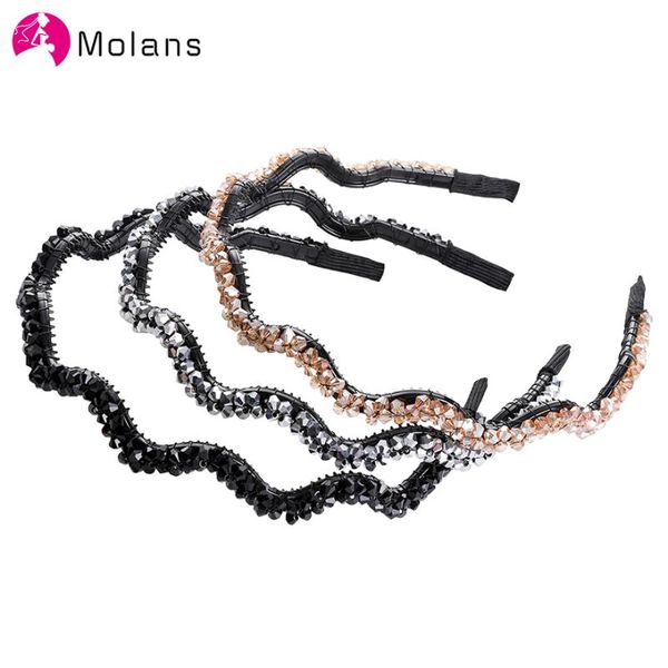 

hair accessories molans irregular solid rhinestone headbands luxury full crystal hairbands winding wavy head band fashion girls