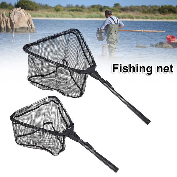 

fishing net fish landing net foldable collapsible pole handle durable nylon material mesh fish dx88