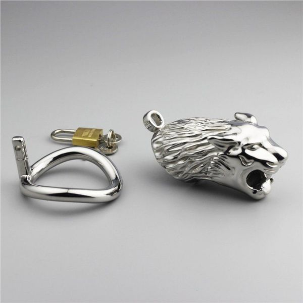 

new cock stainless male t8754 cage lock men steel cock devices belt restraint head cage tiger toys for modeling chastity udnfo