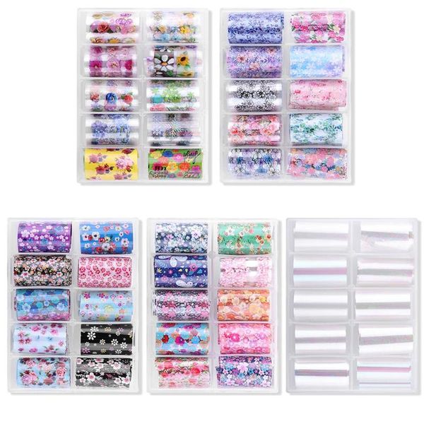 

10 grids nail foil set nail art transfer stickers manicure diy decoration, Black