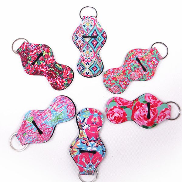 

random color send neoprene chapstick holder keychain lipstick key rings lip blam keyfob lipstick cover sale, Silver
