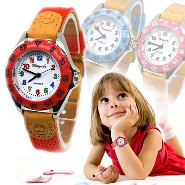 

newly cute boys girls quartz watch kids children's fabric strap student time clock wristwatch gifts rerst, Blue