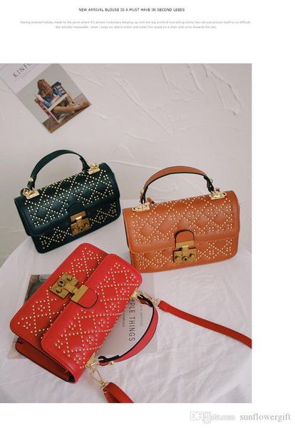 

brand new trend of fashion casual women new tidal incense small square bag rivet single diamond lattice shoulder bag dust pack women handbag