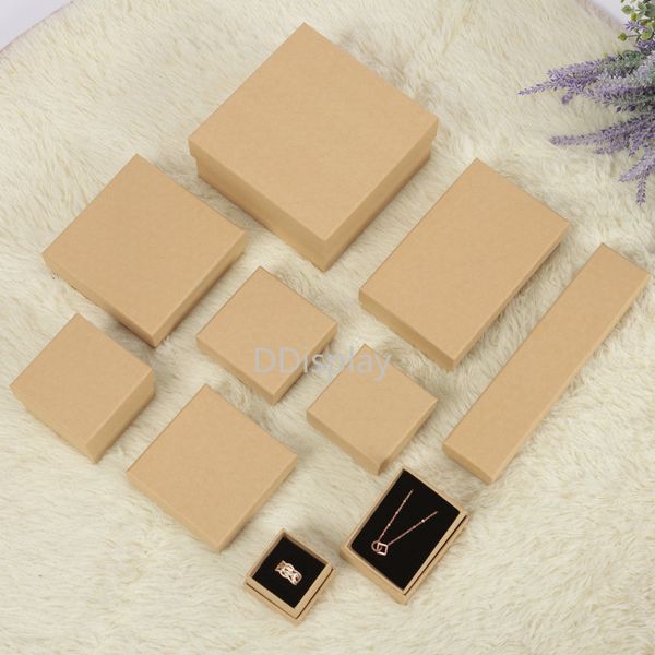 

[ddisplay]jewelry set box light color kraft paper box ring display retro jewelry case gift necklace packing wholesale custom-made, Black;white