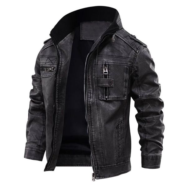 

leather man jackets male cool moto motorcycle outerwears jacket dropshipping, Black