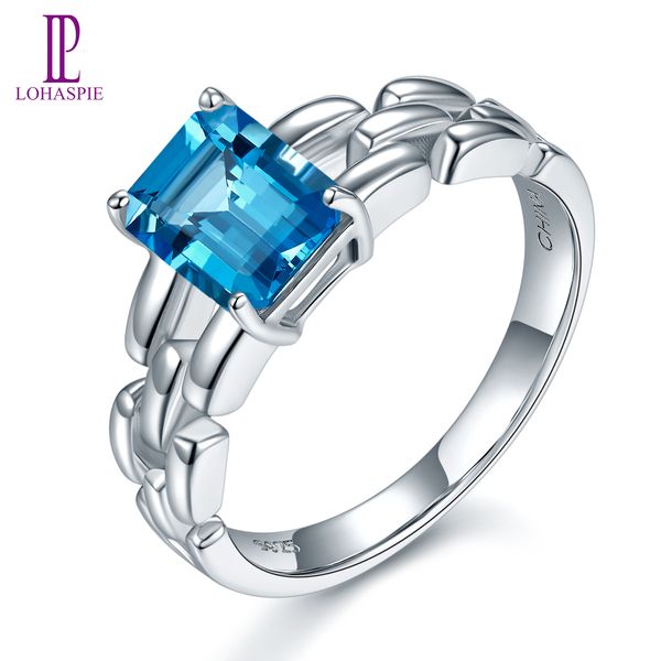 

engagement ring for women natural gemstone rectangle sky blue z solid 925 sterling silver fine fashion wedding bride lady new jewelry, Black