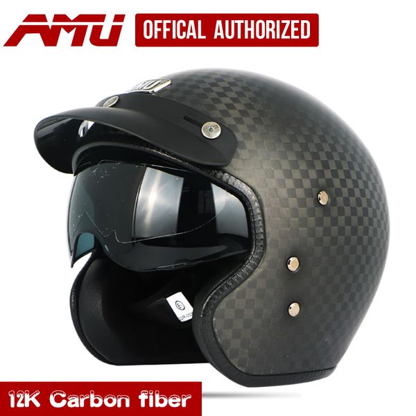 

amu half helmet carbon fiber helmets retro helmet motorcycle moto vintage casque jet scooter motorhelm capacete moto