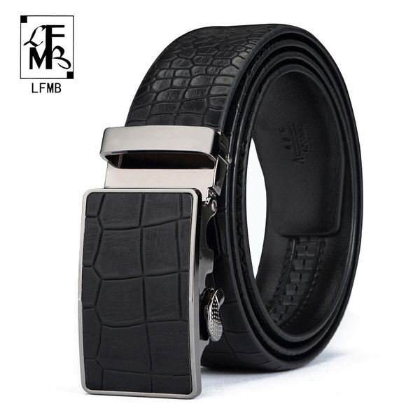 

lfmb] designers cowhide brand genuine leather automatic buckle belts for mens male cowskin ceinture homme, Black;brown