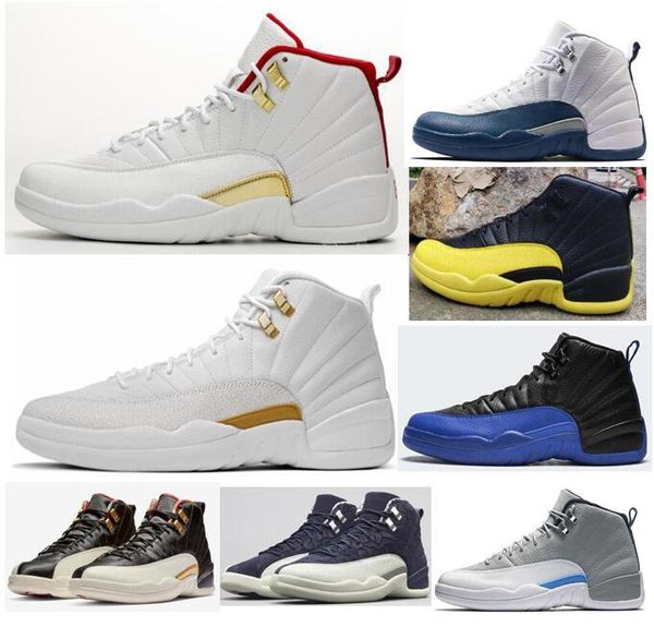 

12 fiba game royal bumblebee men basketball shoes 12s ovo international flight french blue playoff wolf grey sneakers with box