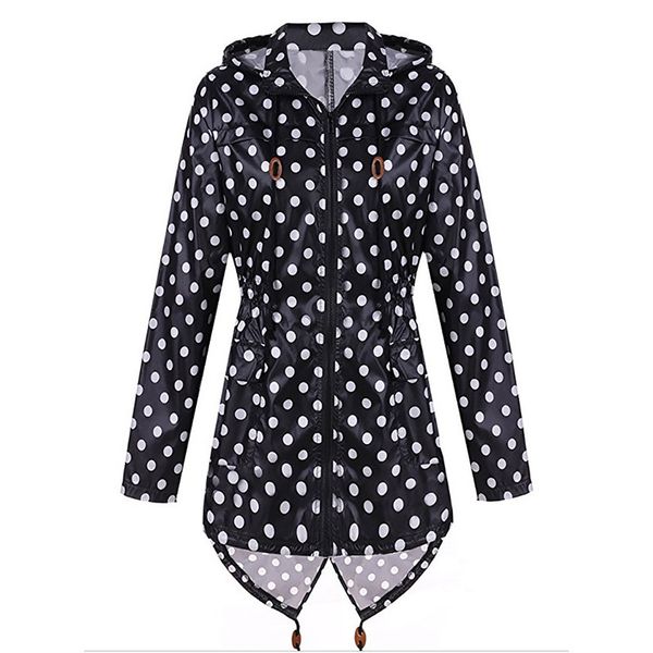 

hooded pockets zipper polka dot slim sheath female coat autumn and winter new arrival woman long coat, Tan;black