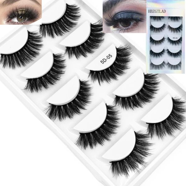 

5 pairs multi pack 3d soft mink hair false eyelashes handmade wispy fluffy long lashes natural eye makeup tools faux eye lashes