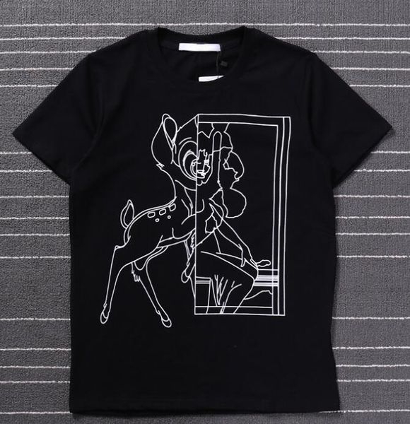 

new summer europe the united states trend t-shirts deer spot ratio short sleeve t-shirt excellent cotton men and women couples t shirt, White;black