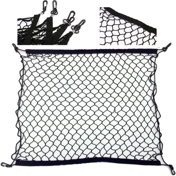 

70 x 70cm car net bag phone holder storage pocket organizer car mesh net holder with 4 plastic hooks accessories
