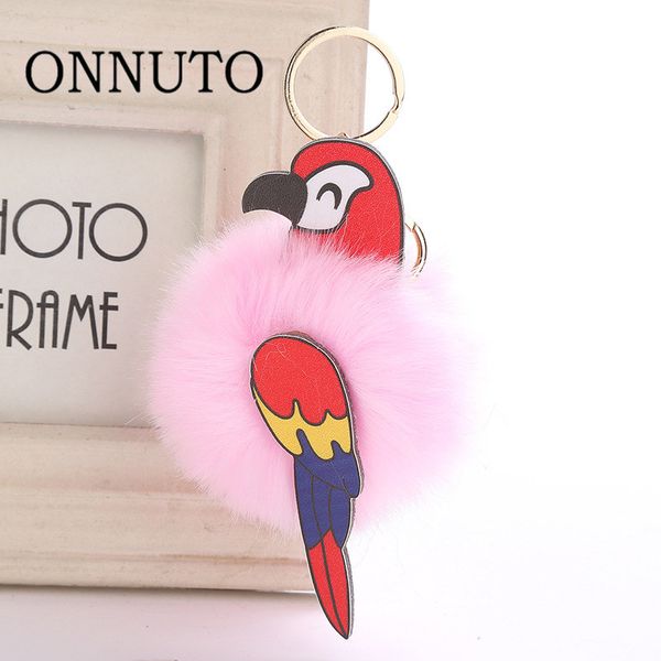 

fashion pompom fluffy cute car keychain for women men faux fur ball pendant key ring holder charm bag accessories, Silver