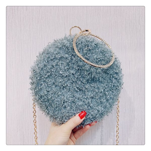 

winter new wool bag multicolor faux fur animal bag fashion soft lambskin diagonal shoulder banquet wedding clutch