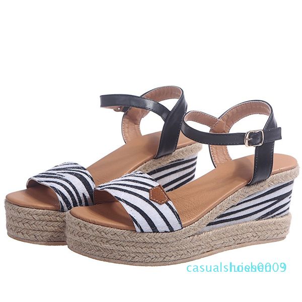 

sandals women summer ladies fashion girls leopard shoes woman sandals wedges buckle casual shoes buty damskie sandaly l03, Black