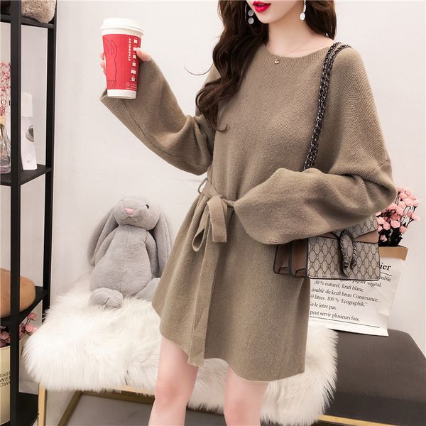 

waist slim sweater women's head autumn and winter new korean version of the knit skirt sweet shirt winter, White;black