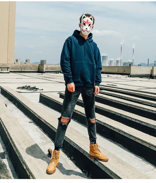 

стю увеличить размер дизайнер моды балахон-стрит хип-хоп мужчины и женщины балахон плюс бархат спортивный многоцветный рисунок на заказ, Black