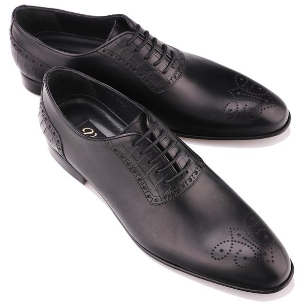

genuine leather black men's classic shoes