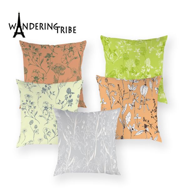 

nordic floral cushions cover vintage flower sofa pillows case linen pillowcases plant decorations for home cushion covers cojin