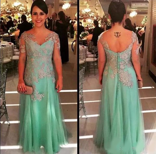 

mother of the bridal dresses 2020 new short sleeve scoop neck lace applique tull mermaid floor length formal evening gown prom party gown, Black;red