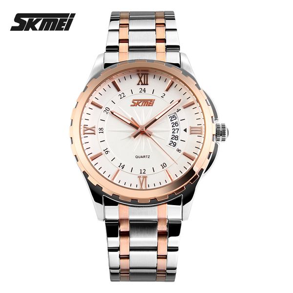 

2019 skmei luxury brand male wristwatches men quartz watch calendar time 30m waterproof sport watches relogio masculino 9069, Slivery;brown
