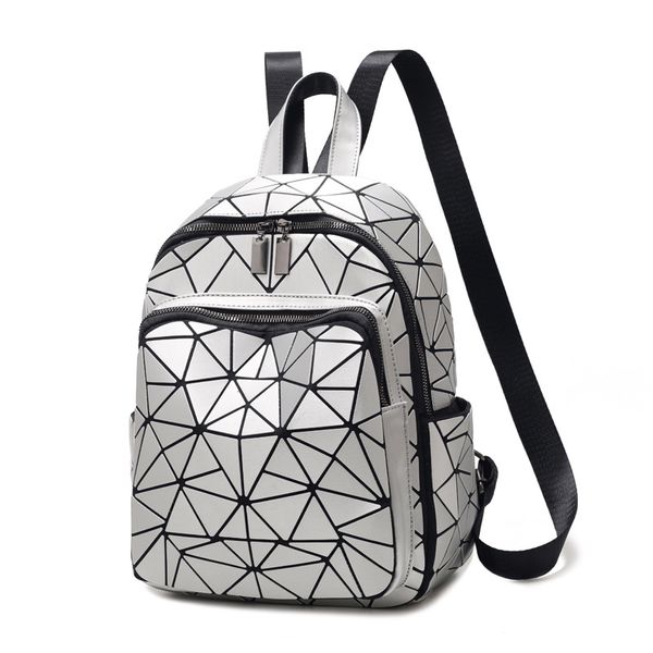 

2020 new female backpack fashion diamond geometric shoulder bag ladies pu backpack