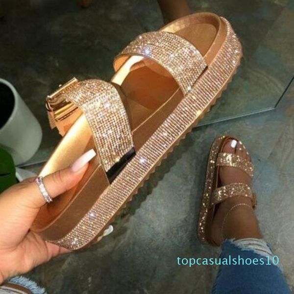 

женщины горный хрусталь тапочки лето повседневная peep-toe пляжная обувь двухслойная женская обувь кристалл алмаз bling вьетнамки t10, Black
