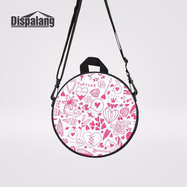 

dispalang mini school bag round shape small sling shoulder bag 9-inch mini kids school bagpack cartoon love prints schoolbag