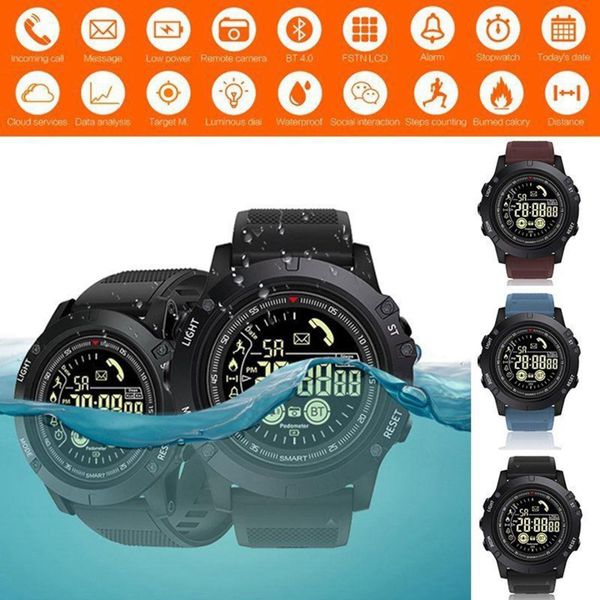 

outdoor sports waterproof bluetooth long standby smart watch tactical wristband pedometer with luminous dial