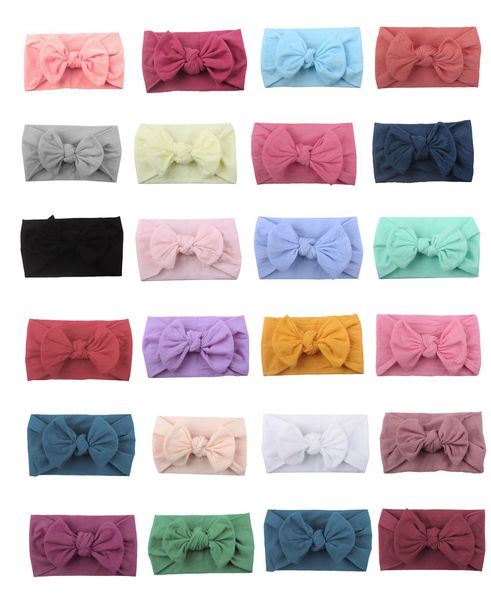 

baby girl turban headband soft nylon headwraps bow knot headbands stretchy hair bands children little girls fashion hair accessories, Slivery;white