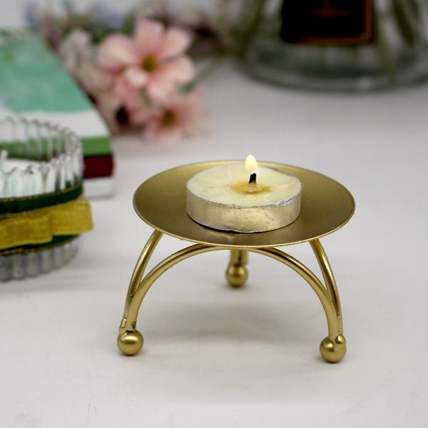 

gold iron candle holder round table golden candlestick for party wedding centerpiece ornament