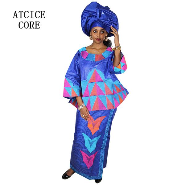 

african dresses for woman bazin riche embroidery design long dress dp07, Red